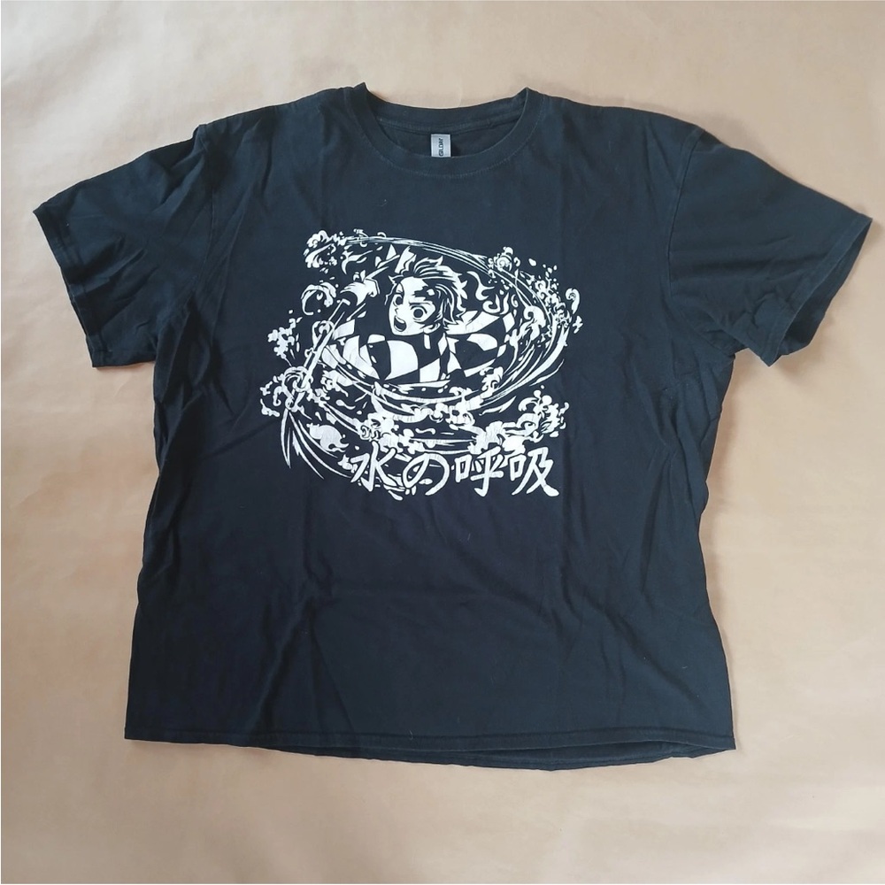 Black & White Anime Adult T-Shirt Size 2XL Graphic Tee Short Sleeve
